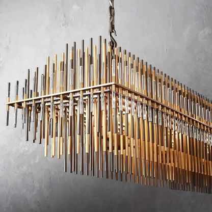 Vitangle Rectangular Brass Crystal Chandelier 54"-Fullstarlighting