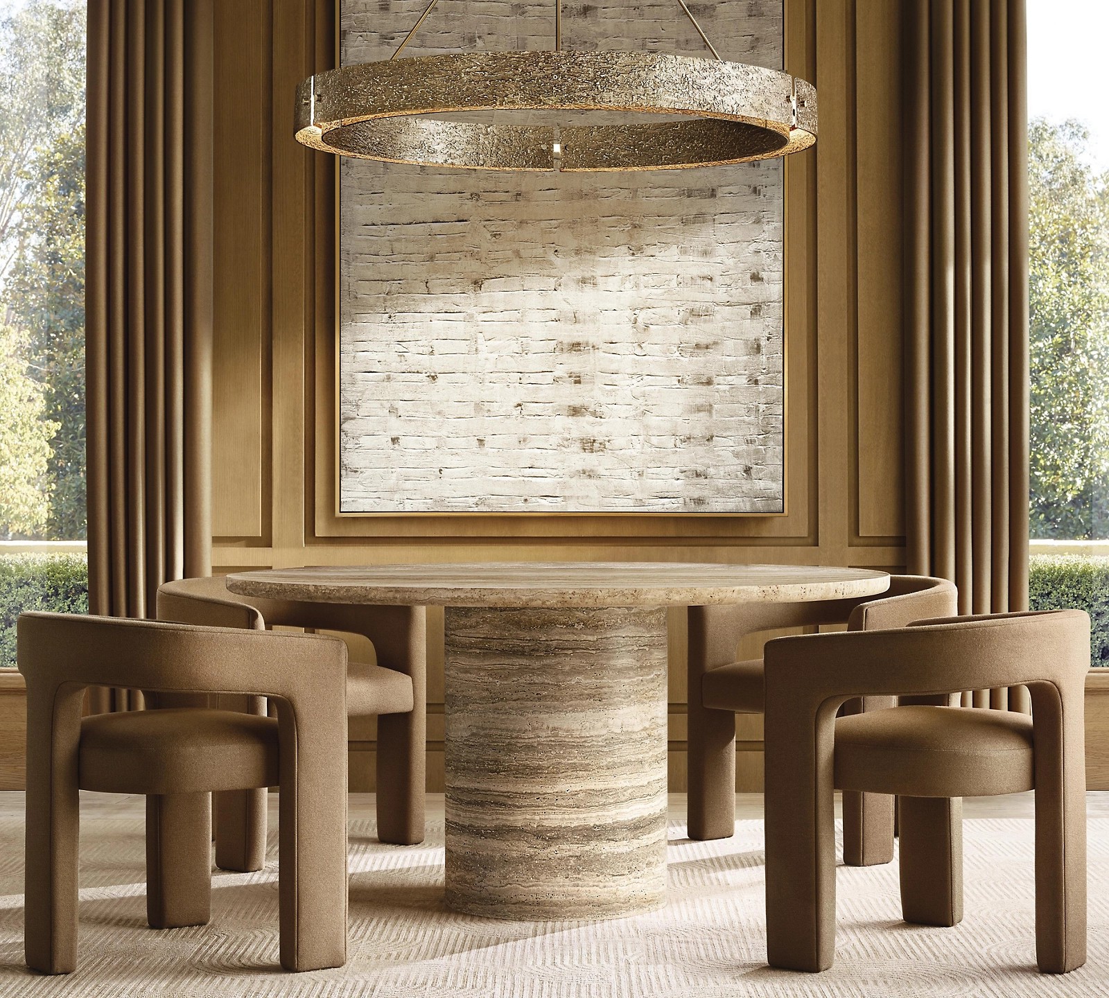Vitolo Carved Round Dining Table-Fullstarlighting