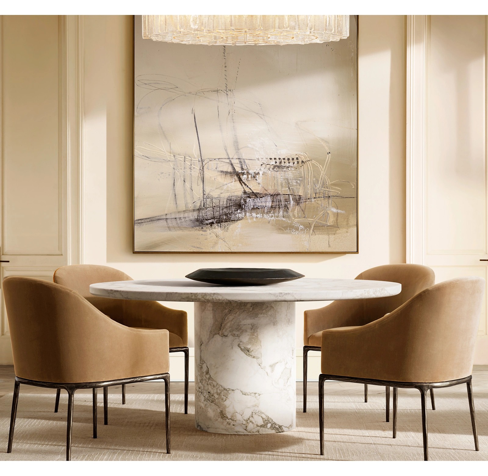 Vitolo Carved Round Dining Table-Fullstarlighting