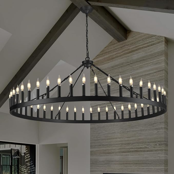 Wagon Wheel Chandelier with Candle Shade-Fullstarlighting