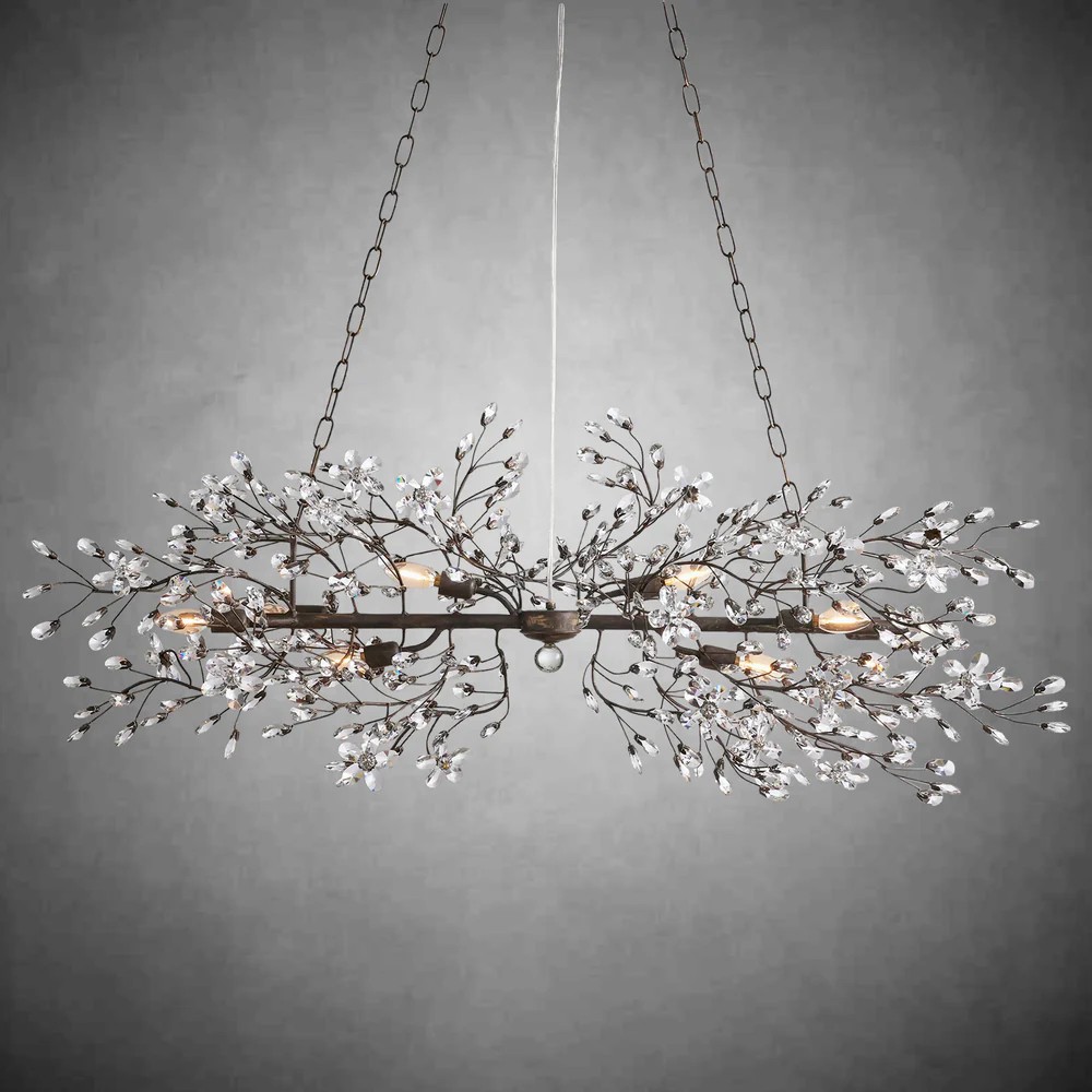 Fiore Linear Floral Crystal Chandelier-Fullstarlighting