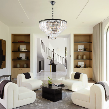 Olmavor 1920s-Style Multi-Tier Clear/Smoke Crystal Round Chandelier
