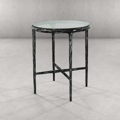Thaddeus Glass Round Side Table 18" 22"