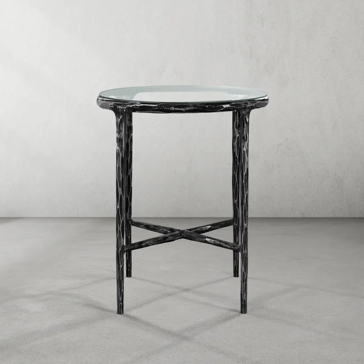 Thaddeus Glass Round Side Table 18" 22"-Fullstarlighting