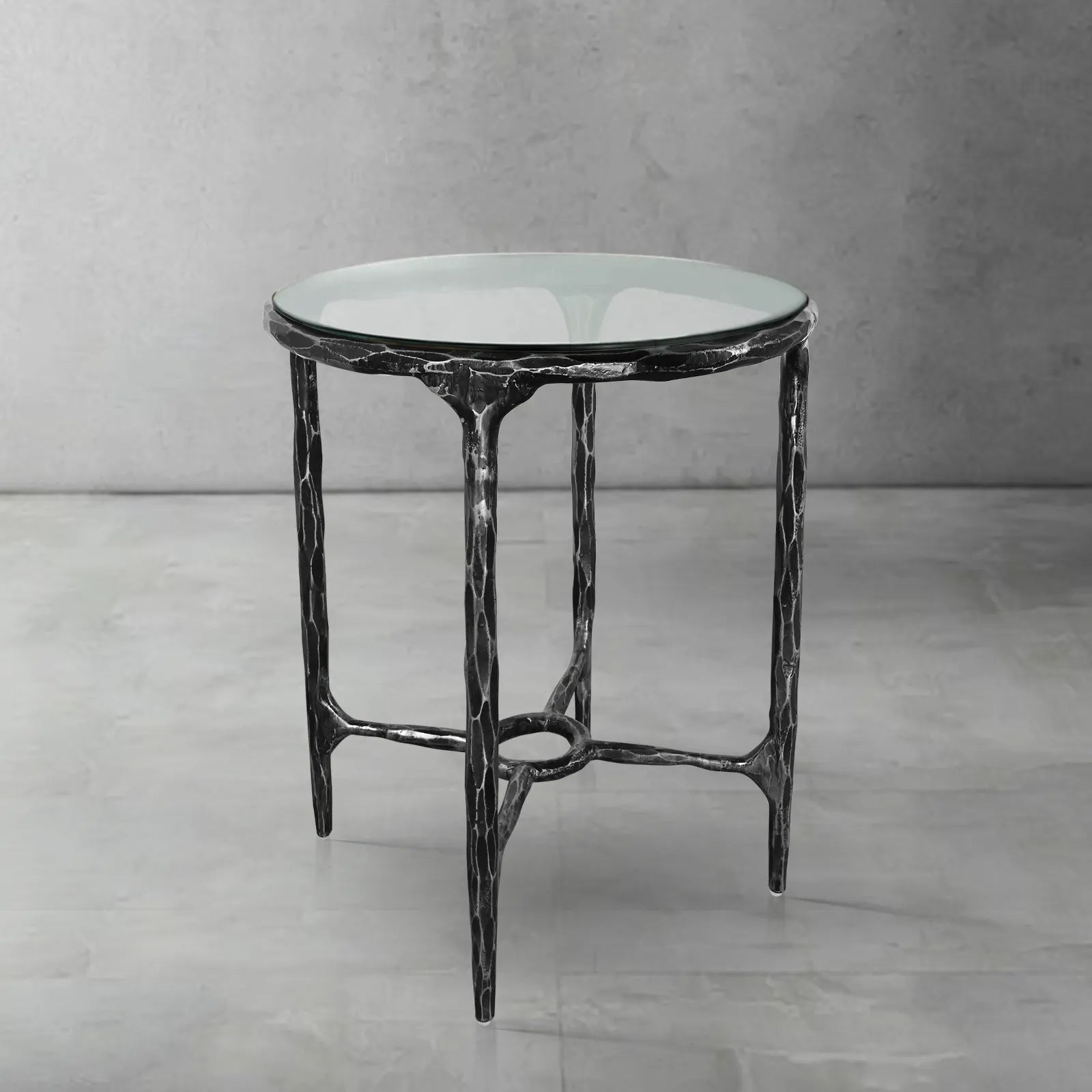 Thaddeus Glass Round Side Table 18" 22"-Fullstarlighting