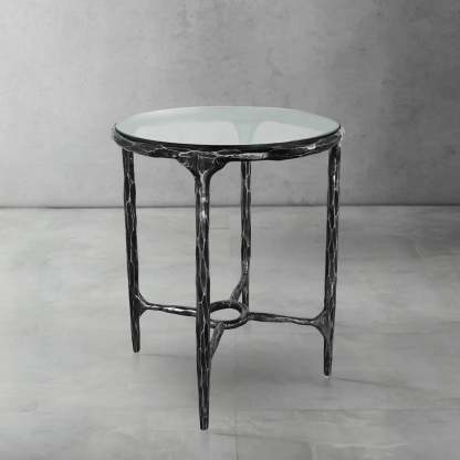 Thaddeus Glass Round Side Table 18" 22"-Fullstarlighting