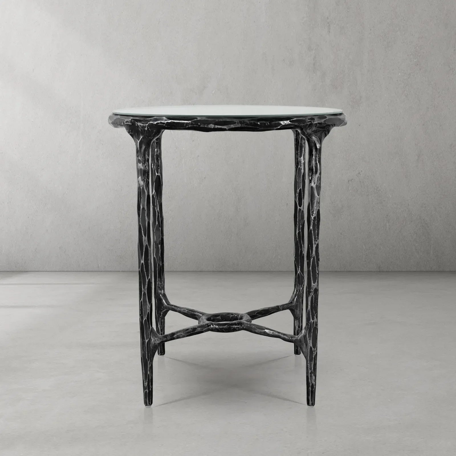 Thaddeus Glass Round Side Table 18" 22"-Fullstarlighting