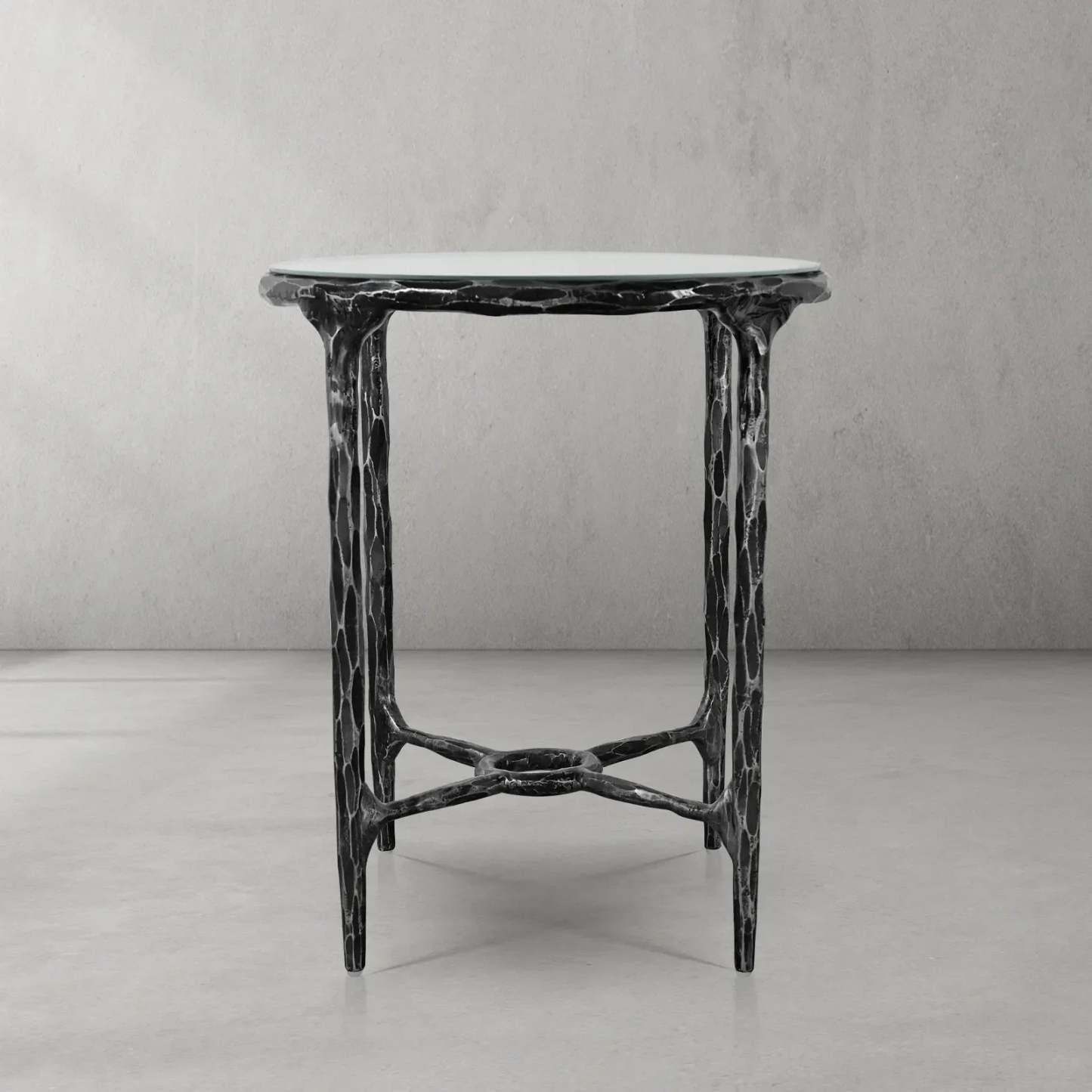 Thaddeus Glass Round Side Table 18" 22"