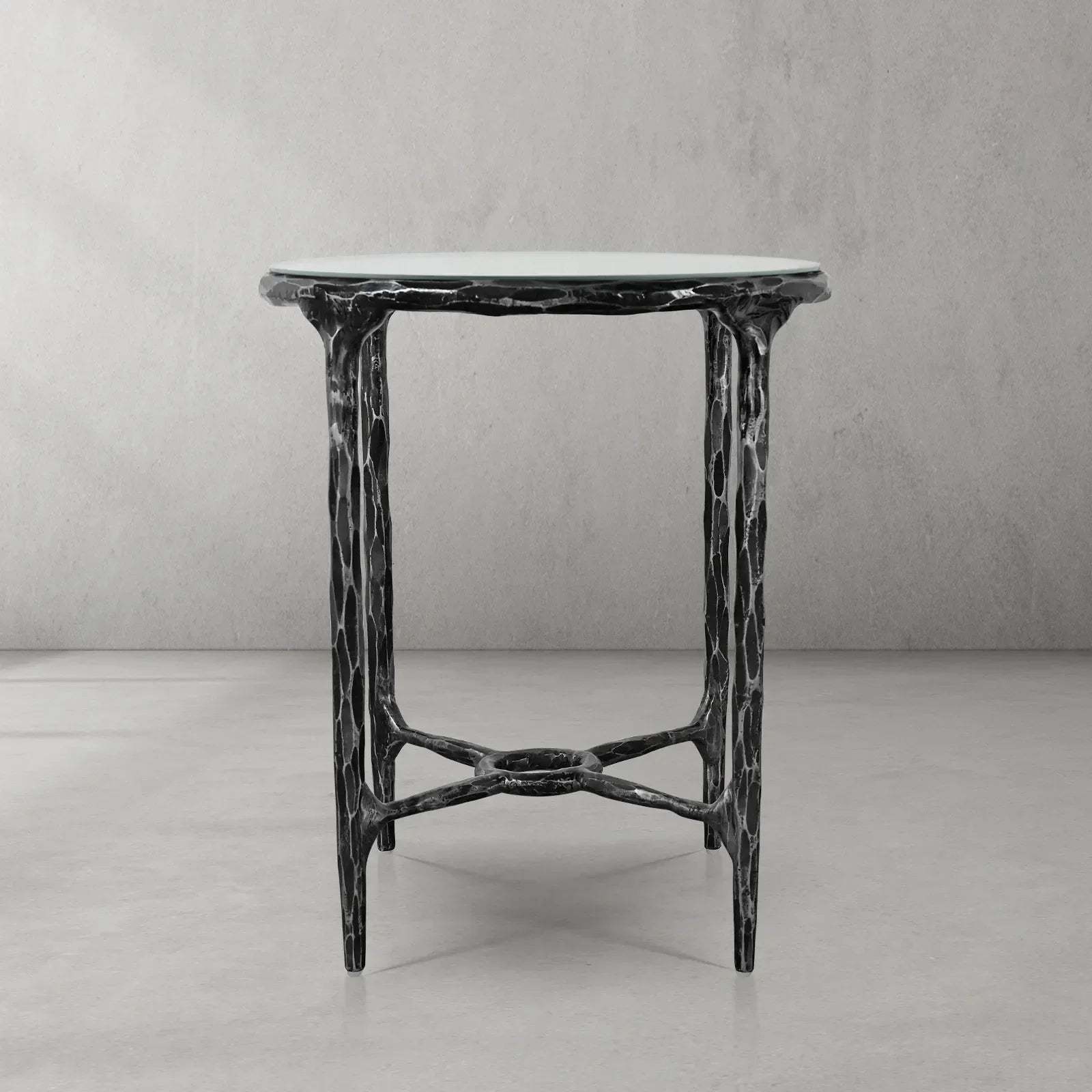 Thaddeus Glass Round Side Table 18" 22"