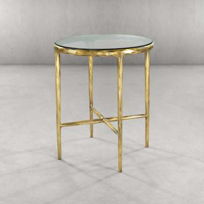 Thaddeus Glass Round Side Table 18" 22"-Fullstarlighting
