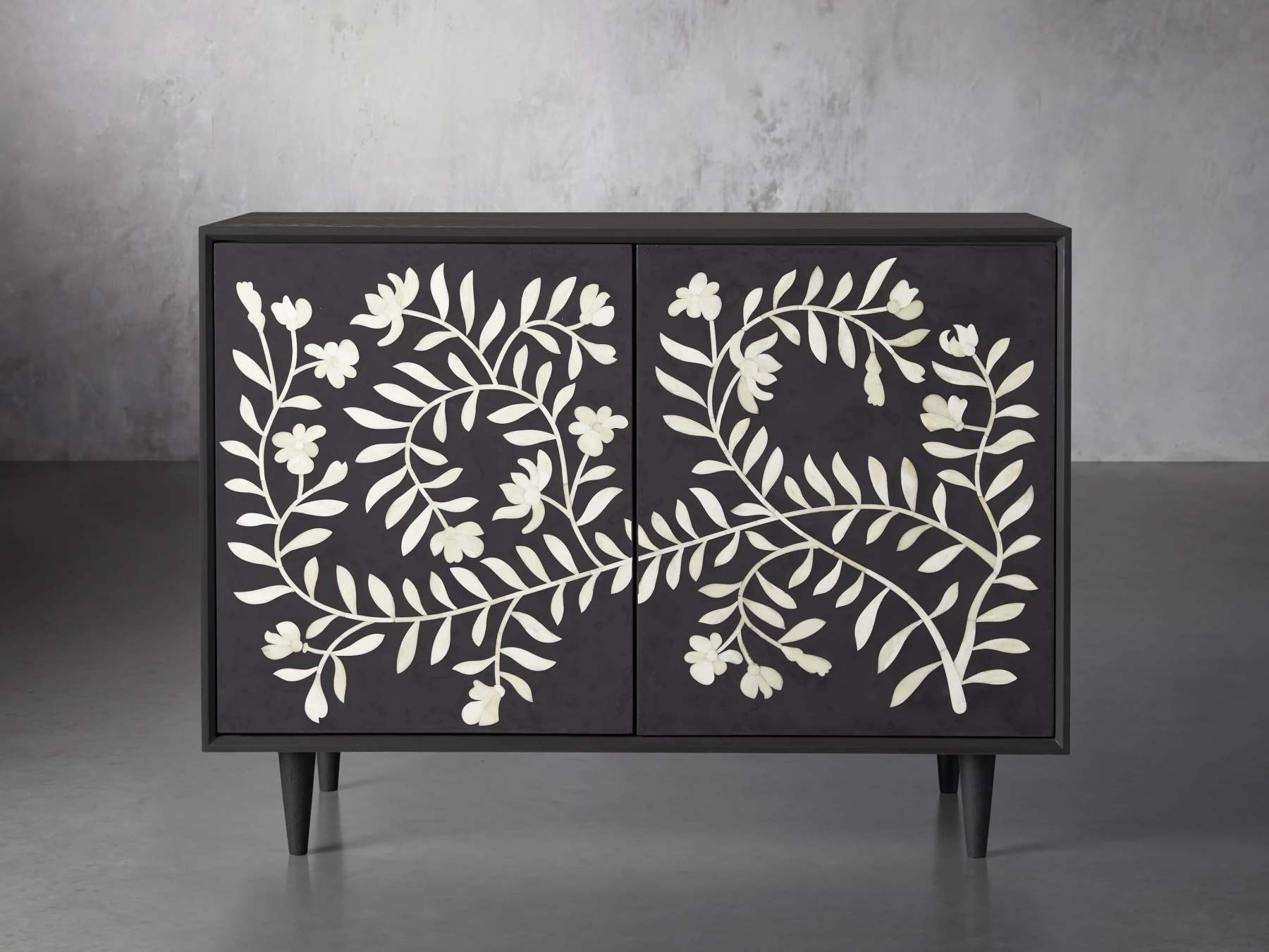 Divya Hall Chest – Bone Inlay Solid Oak Hall Chest for Entryway & Living Room