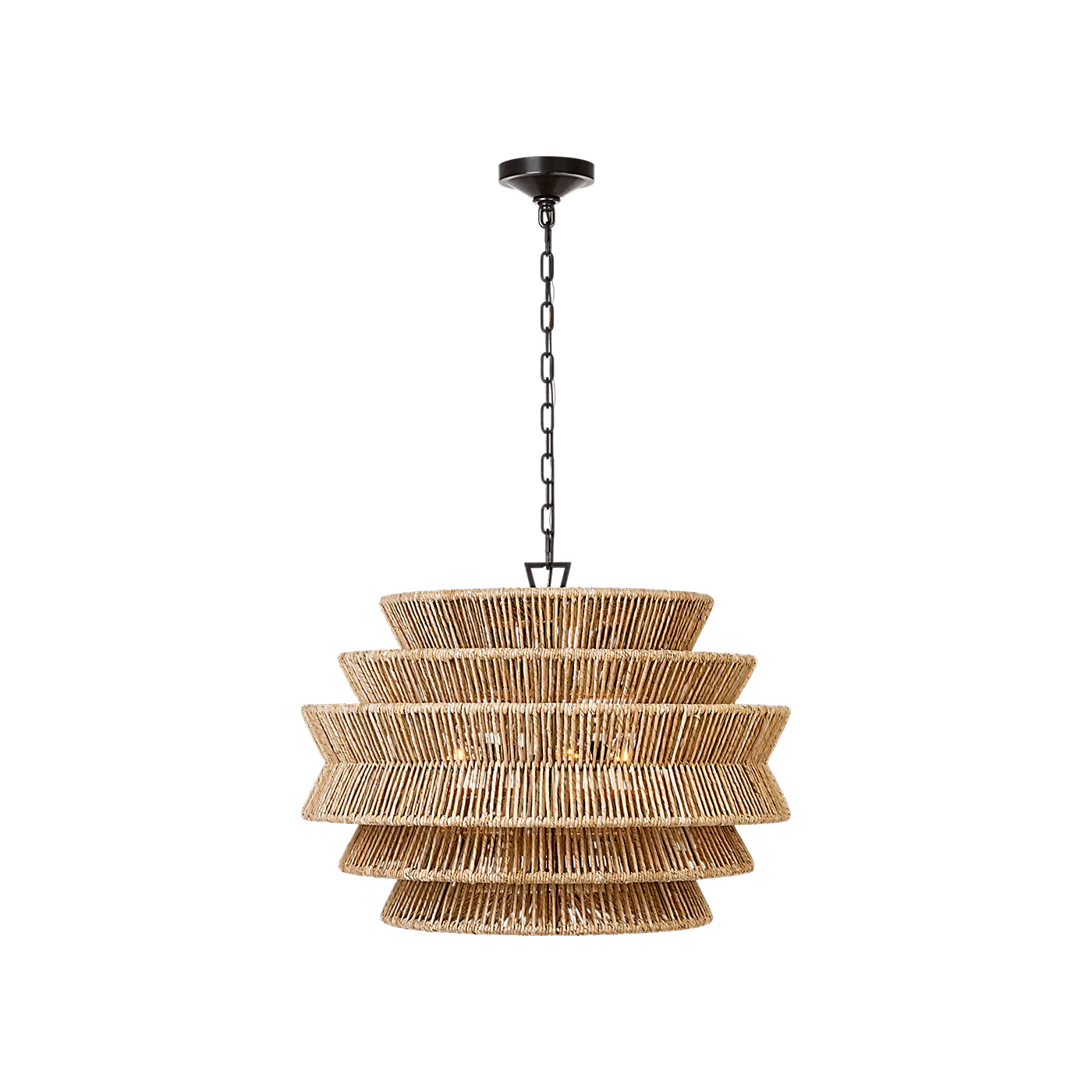 Antigua XL Drum Rattan Chandelier, Modern Living Room Rattan Chandelier