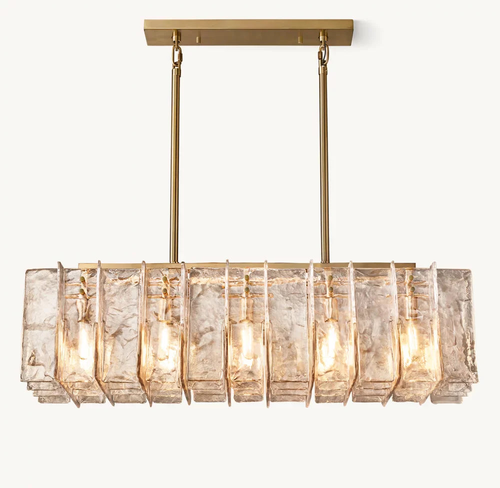 Yammy Smoke Glass Linear Chandelier 49"