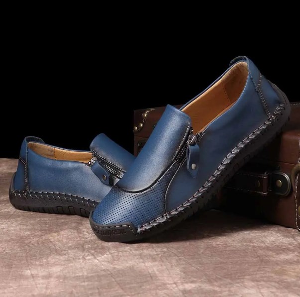 Pánské klasické boty na zip Pohodlné měkké ležérní nazouvací kožené boty