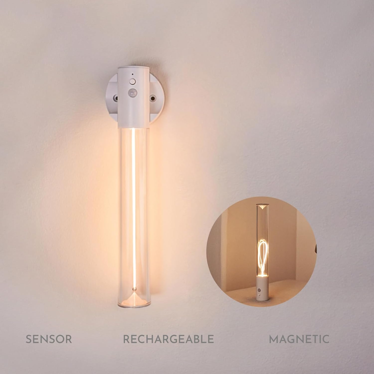 Motion Sensor Wall Light Magnetic LED Wall Lamp Cordless Wall Lights Body Sensor Wall Sconces for Indoor Staircase Corridor Beside Hallway Cabninet(Gray)