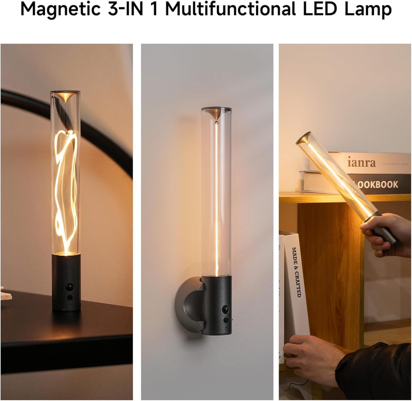 Motion Sensor Wall Light Magnetic LED Wall Lamp Cordless Wall Lights Body Sensor Wall Sconces for Indoor Staircase Corridor Beside Hallway Cabninet(Gray)