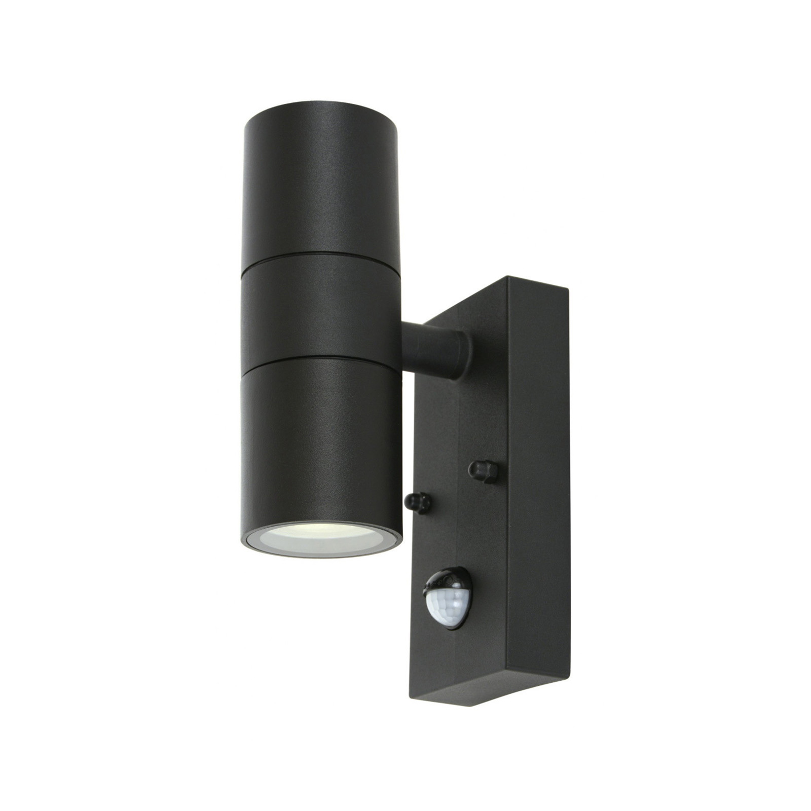 4" Matt Black outdoor up and down sensor wall light
