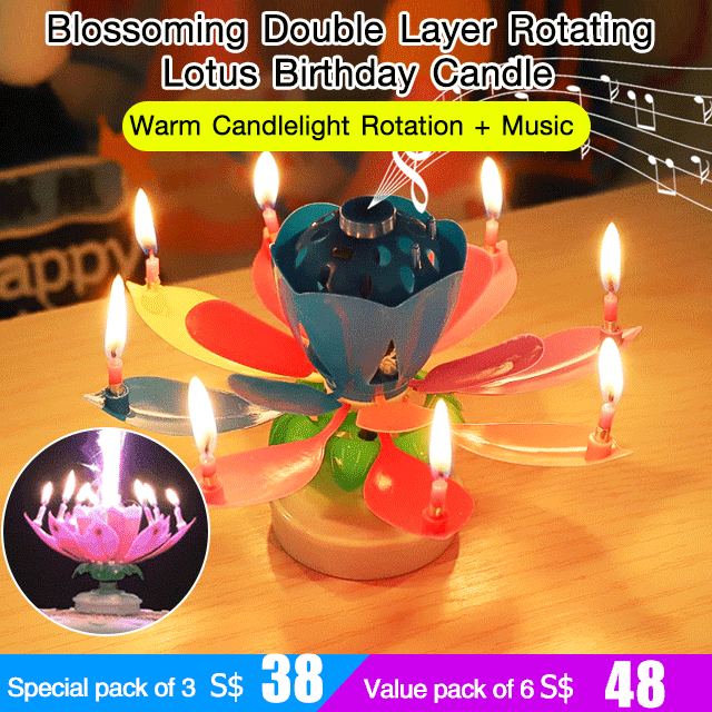 Blossoming Double Layer Rotating Lotus Birthday Candle