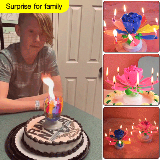 Blossoming Double Layer Rotating Lotus Birthday Candle