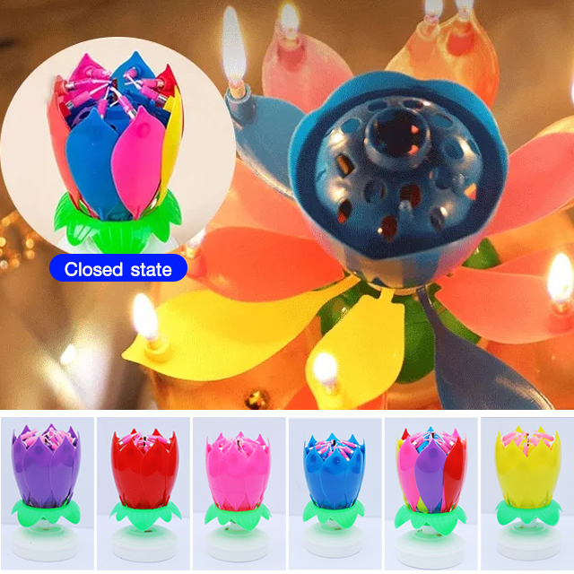 Blossoming Double Layer Rotating Lotus Birthday Candle