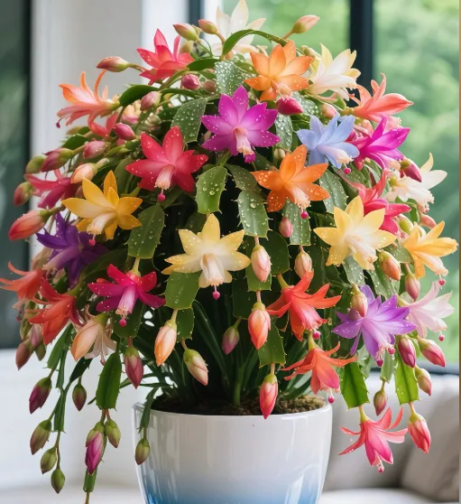 🌈Mix Colors Schlumbergera Bulbs– Easy-Care Blooms in Every Shade, Even in Winter ❄️