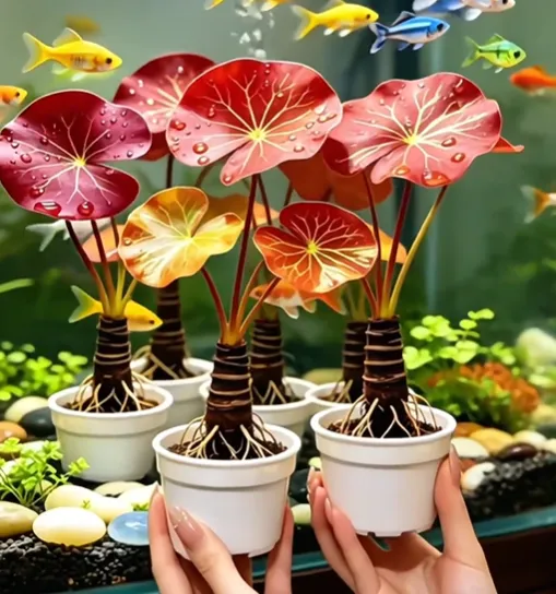 🐟Hydroponic red lotus roots🌿 Turn Your Aquarium into a Living Garden