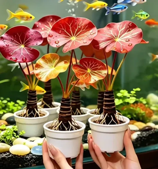 🐟Hydroponic red lotus roots🌿 Turn Your Aquarium into a Living Garden