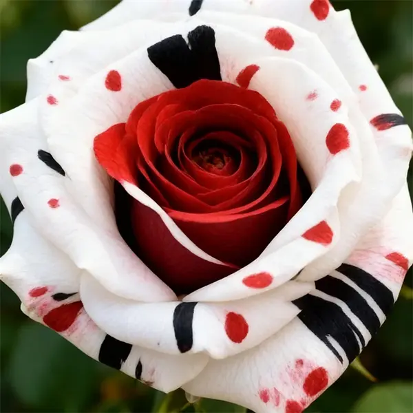 Rare Red White Black rose - Fire & Snow Rose