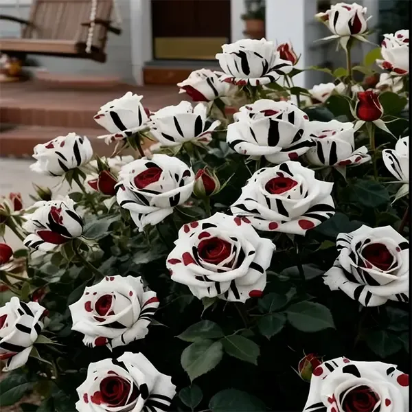 Rare Red White Black rose - Fire & Snow Rose