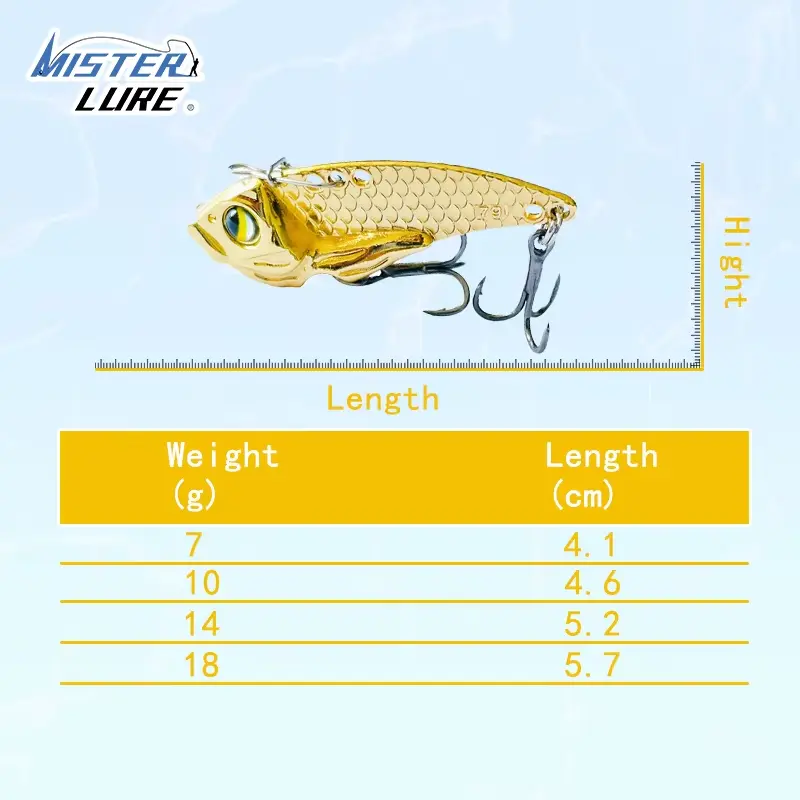MISTER LURE 7g 10g 14g 18g Vibration Cast Metal Glitter Lure