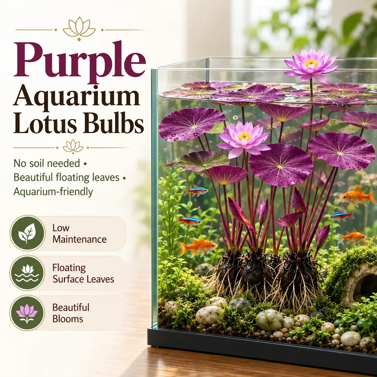 🐟Hydroponic red lotus roots🌿 Turn Your Aquarium into a Living Garden