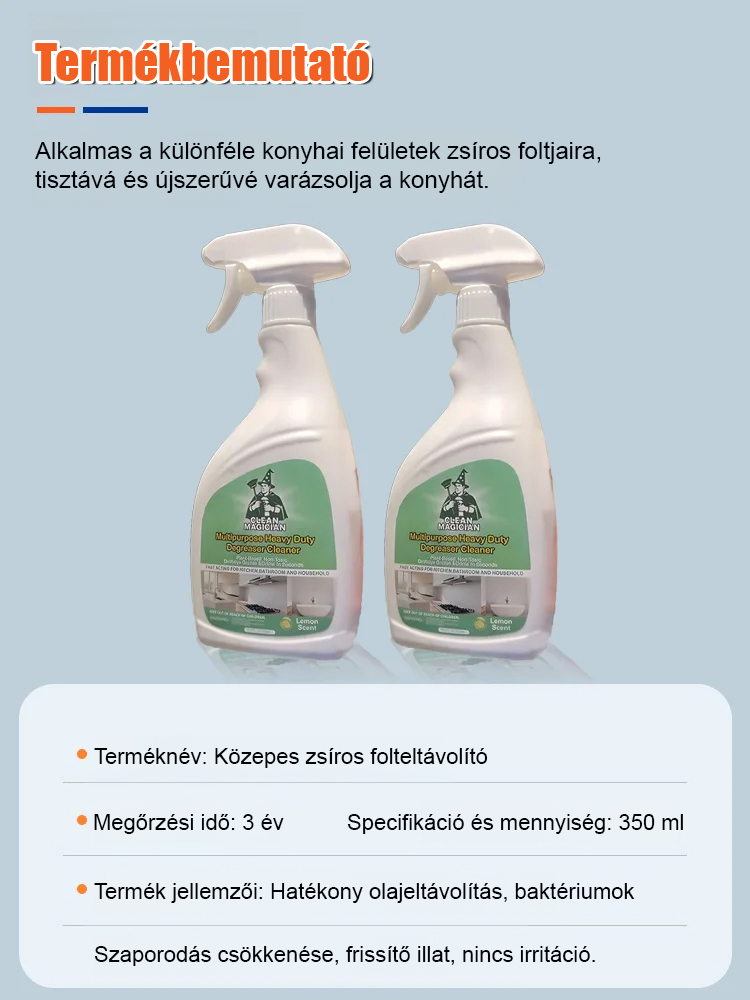 Erőteljes Konyhai Zsíroldó Spray | Ragyogás Súrolás Nélkül! | Ma 2-t fizet, 3-at kap ingyenes szállítással!