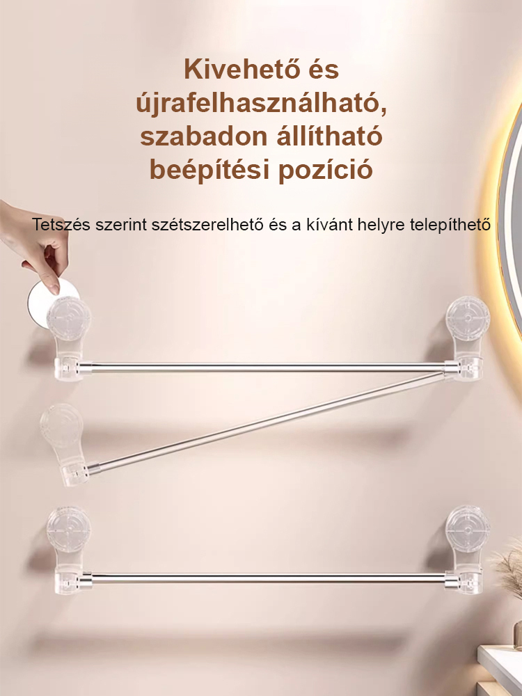 Lyukasztás nélküli tapadókorongos teleszkópos tárolórúd🎉 Fedezze fel az otthoni tárolás új dimenzióját