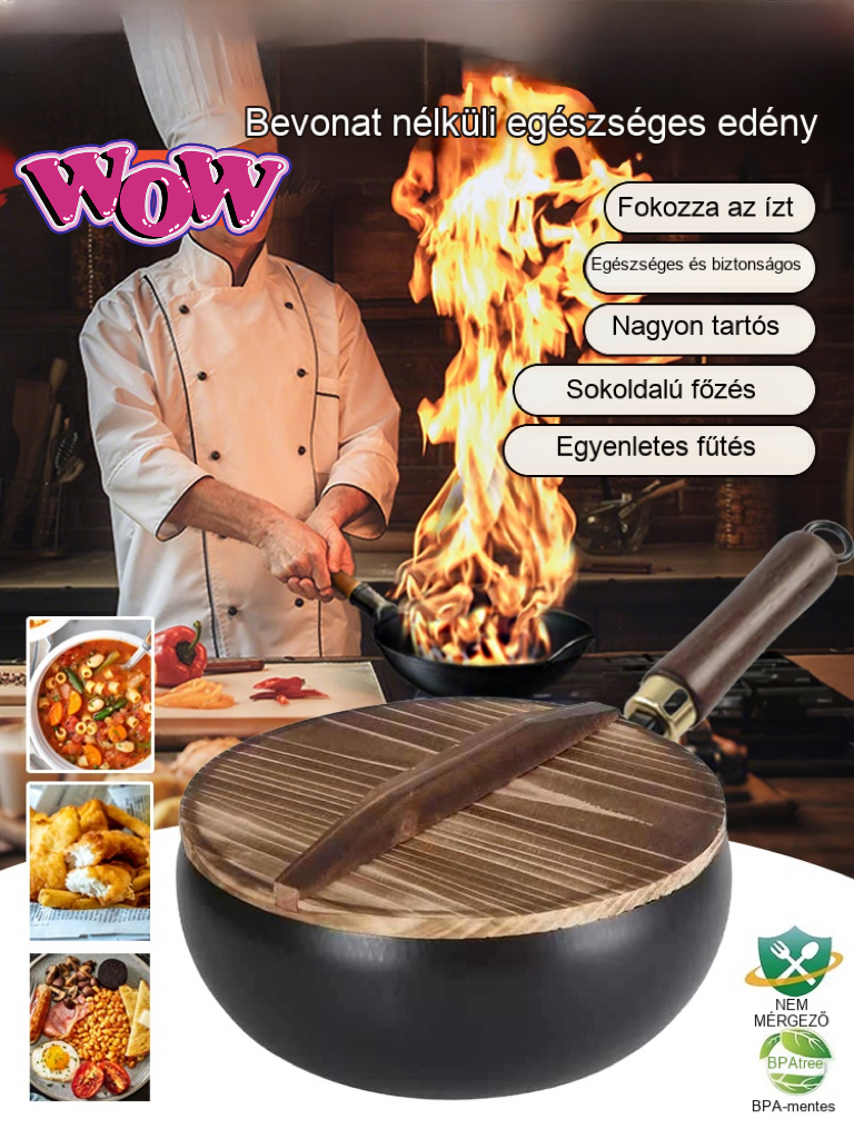 【Bevonat nélküli egészséges edény】Vasat pótoló tiszta vas tapadásmentes serpenyő