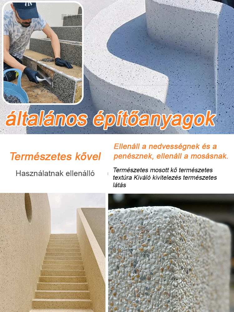 Nem mérgező és szagtalan mosott kőbevonat