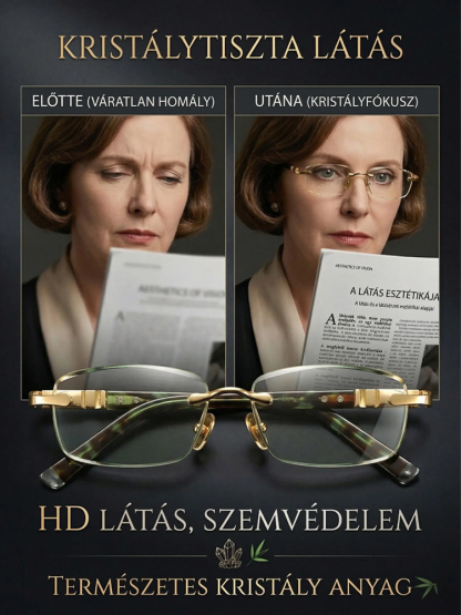 【Kézzel csiszolt】Bambuszlevélzöld természetes összetevős kristály olvasószemüveg