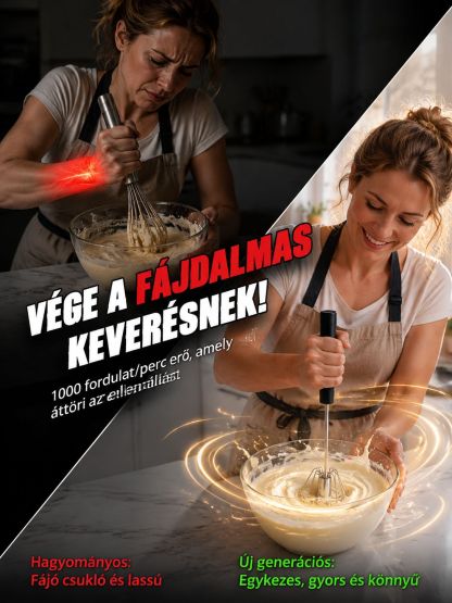 Konyhai kiárusítás Magyarországon! Az áram nélküli turbó habverő most 50%-kal olcsóbb. 1000 fordulat/perc – 10x gyorsabb felverés! A profi konyhai habverő most a tiéd lehet.