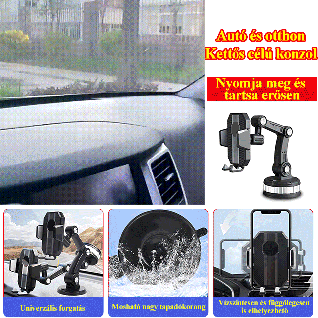 Autós és otthoni tapadókorongos mobiltelefon tartó