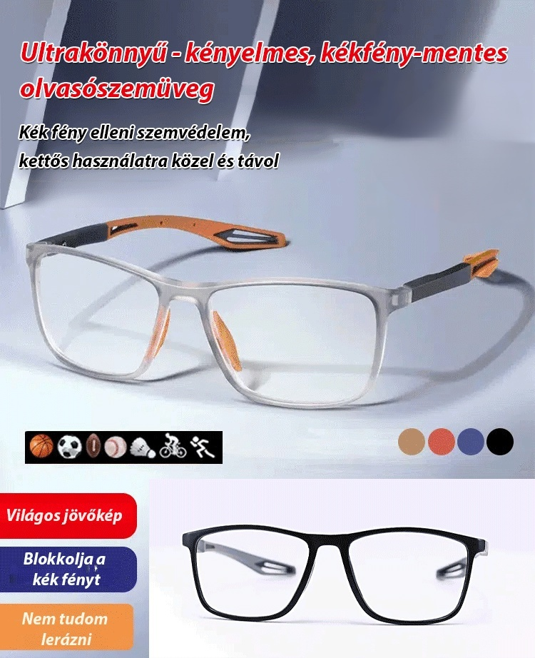 Szuperkönnyű, kényelmes, kékfény-szűrős olvasószemüveg