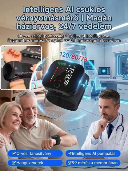 Európai szabvány: Otthoni használatra, Orvosi okos vérnyomásmérő, nagy kijelző, egygombos mérés
