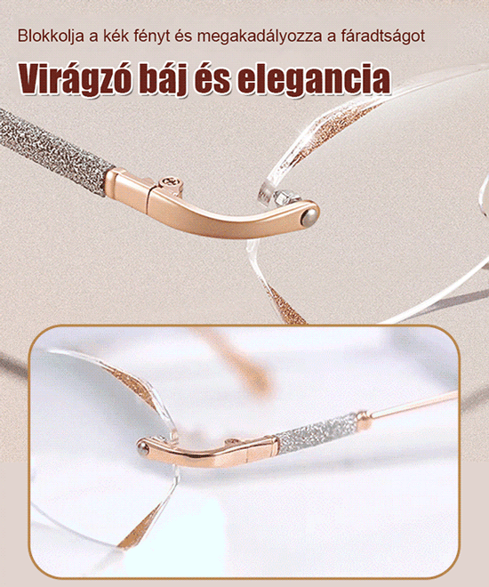 Gyémánt vágású keret nélküli kék fényt blokkoló olvasószemüveg - 1026925