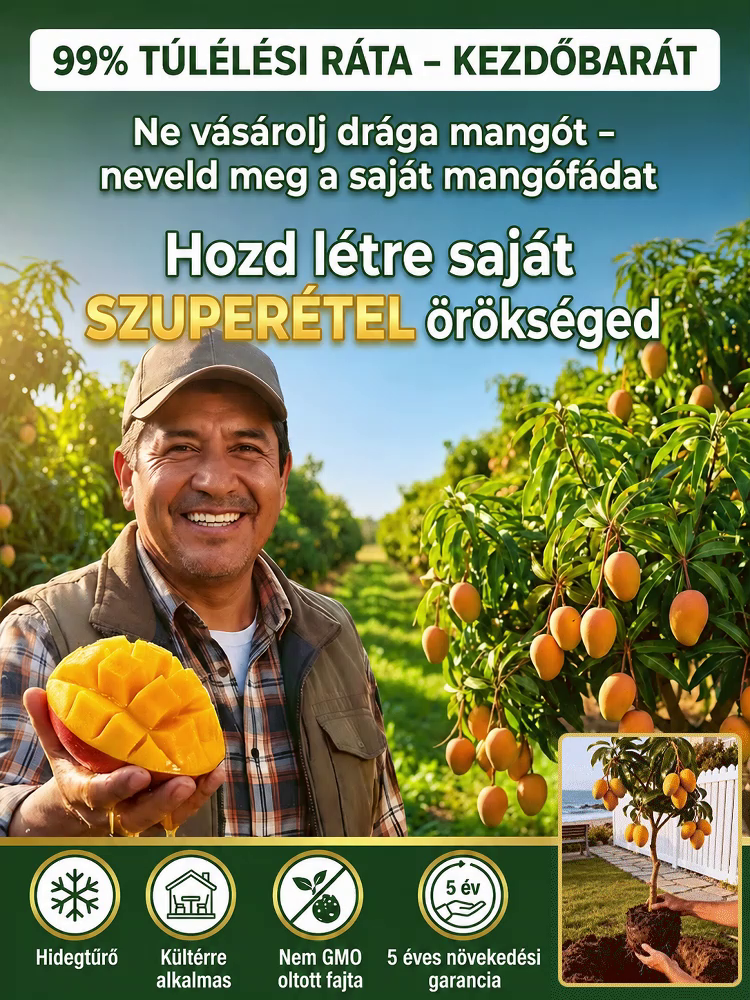 1-2 éven belül termő, nem génmódosított, törpe oltott mangófa palánta