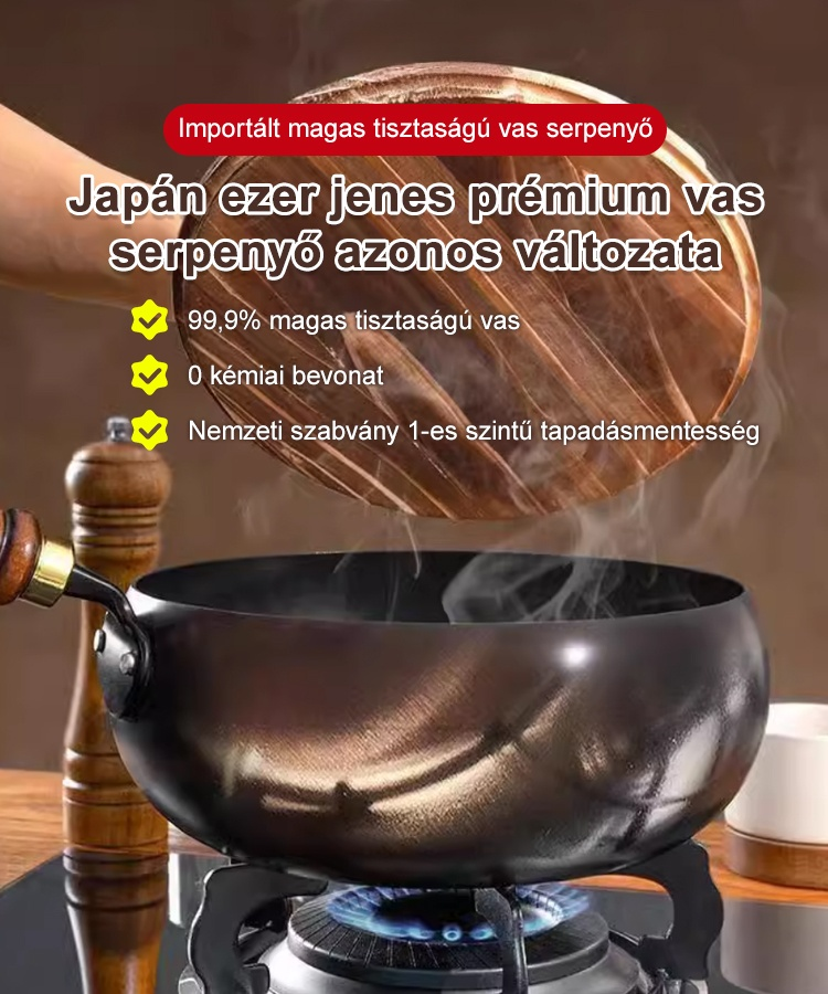 【Bevonat nélküli egészséges edény】Vasat pótoló tiszta vas tapadásmentes serpenyő