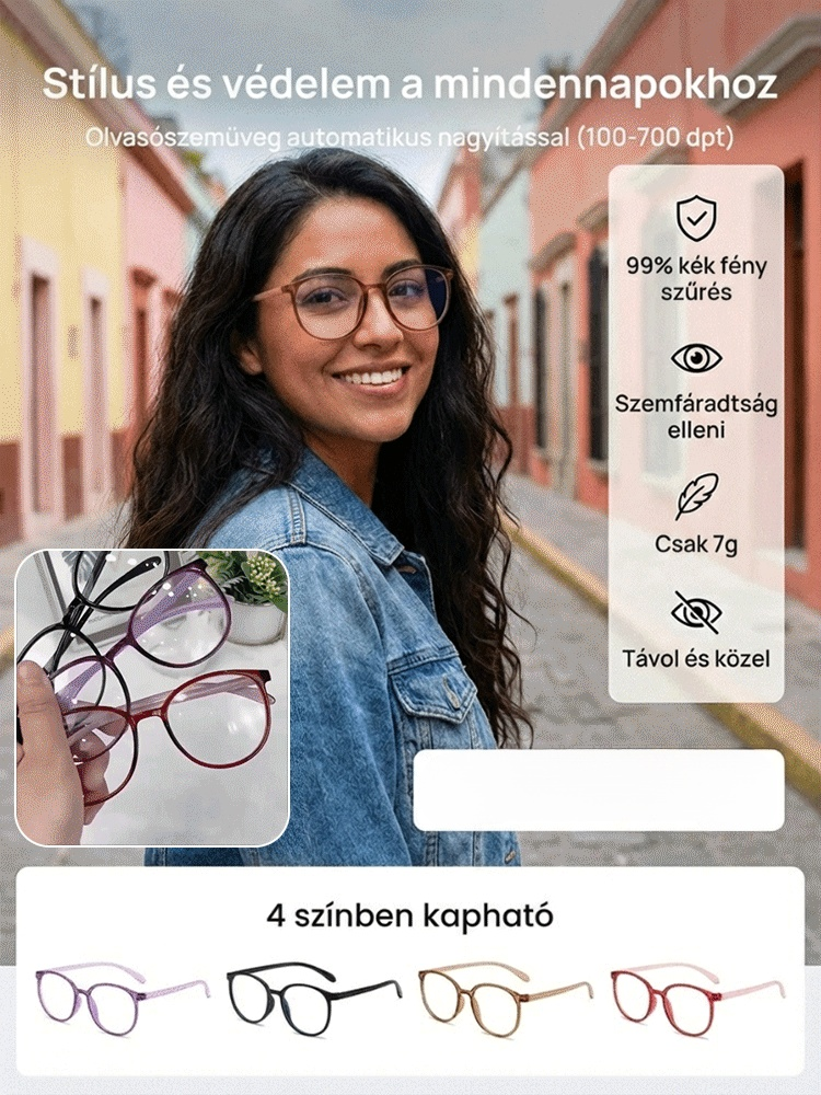 Prémium kékfény-szűrő, multifokális, fáradtság elleni szemüveg