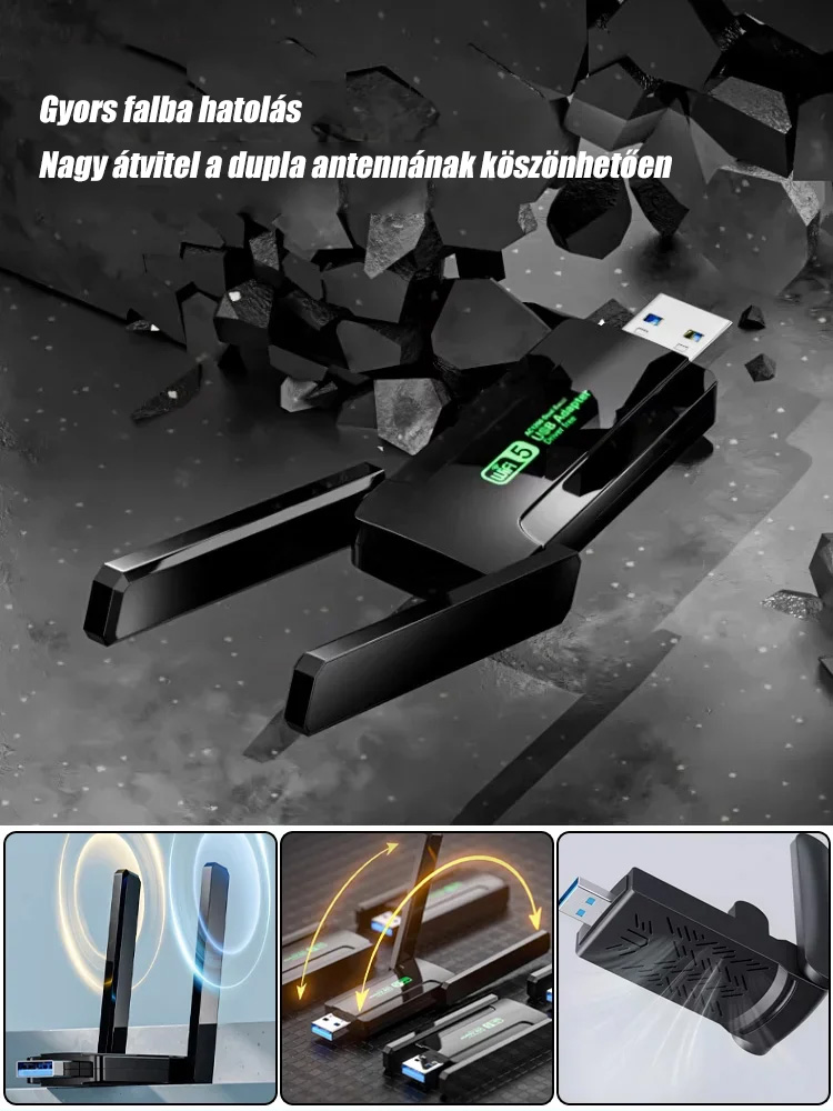 【🔥 Ingyenes próba】⚡ 1300M Kétsávos Wi-Fi adapter