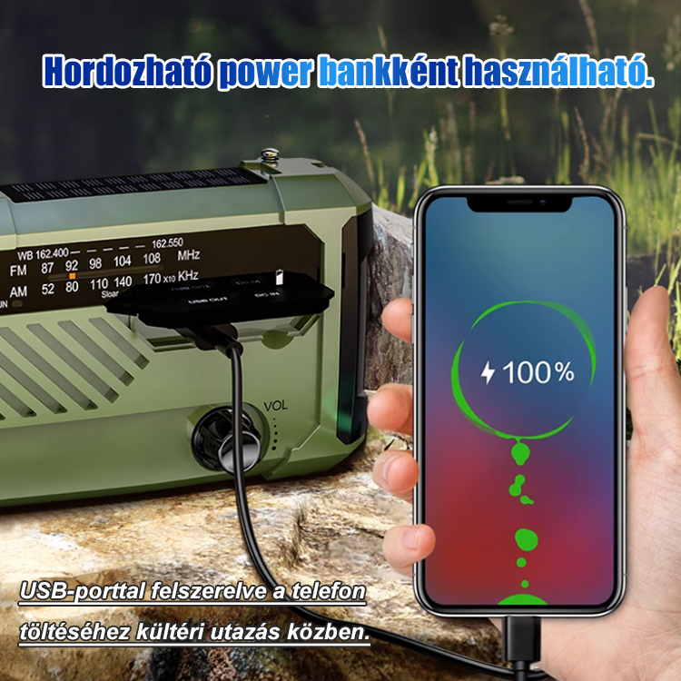 Kézzel indítható vészhelyzeti rádió