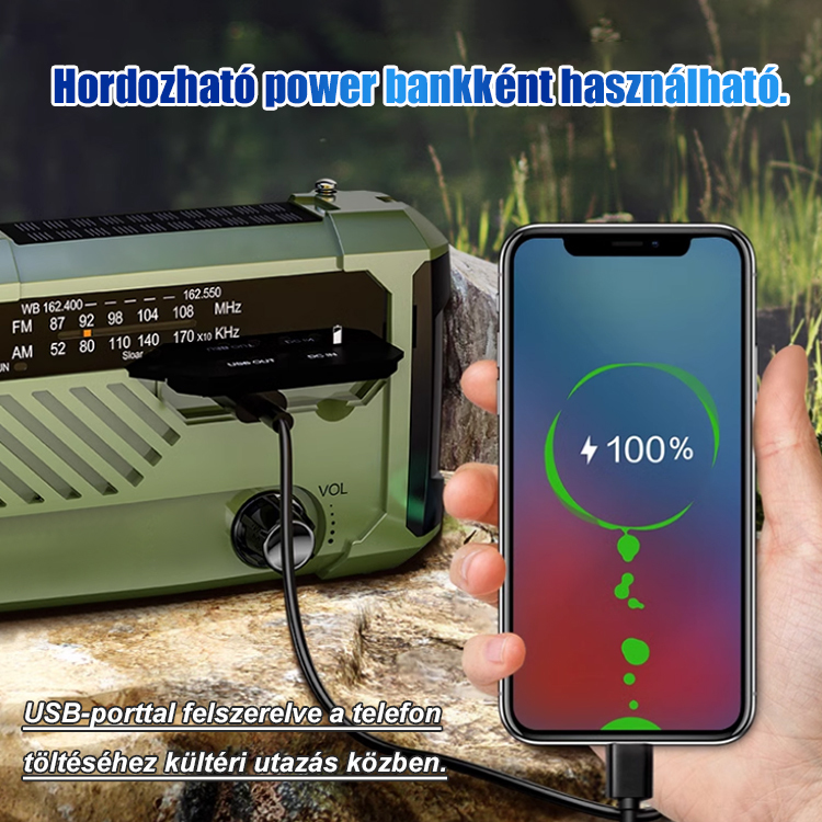 Kézzel indítható vészhelyzeti rádió