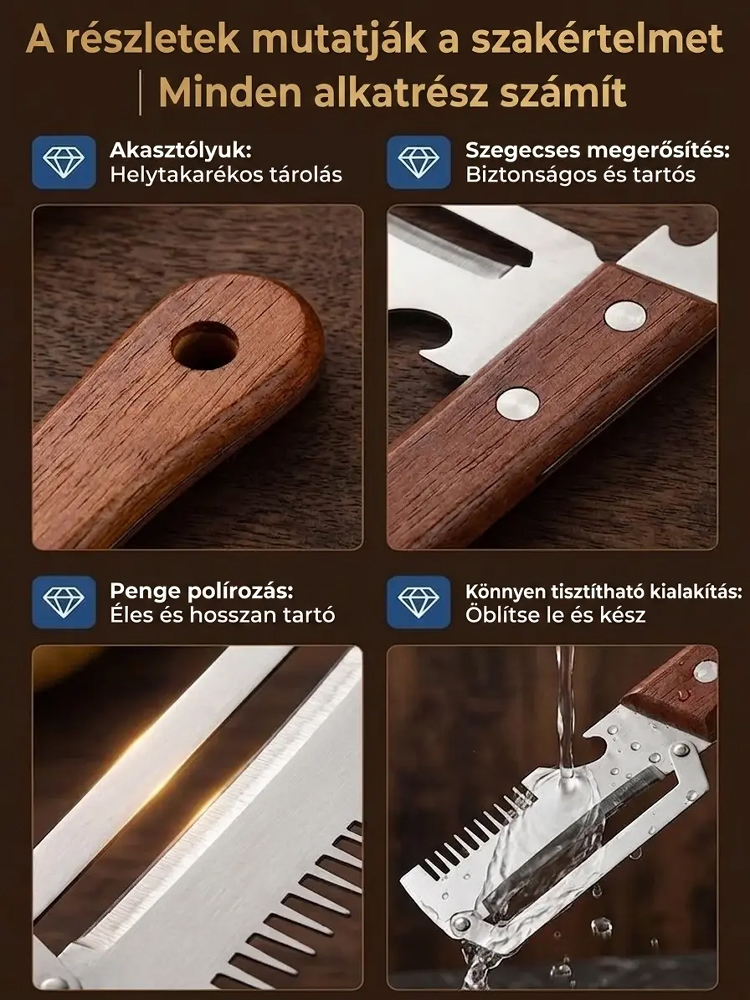 Három az egyben multifunkciós rozsdamentes acél hagyma vágó