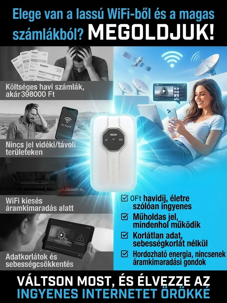 【Világszintű lefedettség, élethosszig tartó ingyenesség】Határtalan hordozható wifi