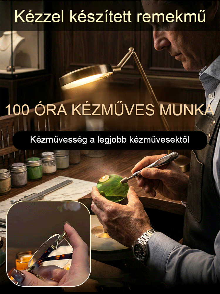 【Kézzel csiszolt】Bambuszlevélzöld természetes összetevős kristály olvasószemüveg